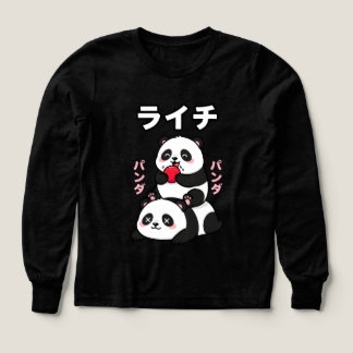 Kawaii Panda Stack Lychee Fruit Japanese Cartoon