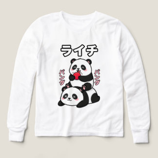 Kawaii Panda Stack Lychee Fruit Japanese Cartoon