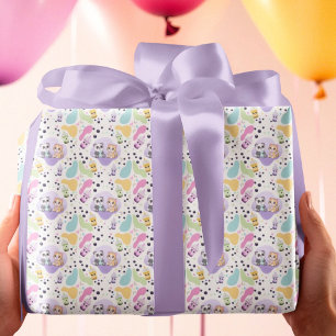 Kawaii Panda & Tiger Bubble Tea Kindergeburtstag Geschenkpapier