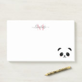 Kawaii panda trägt personalisierte Monogramm nach  Post-it Klebezettel (Auf Schreibtisch)