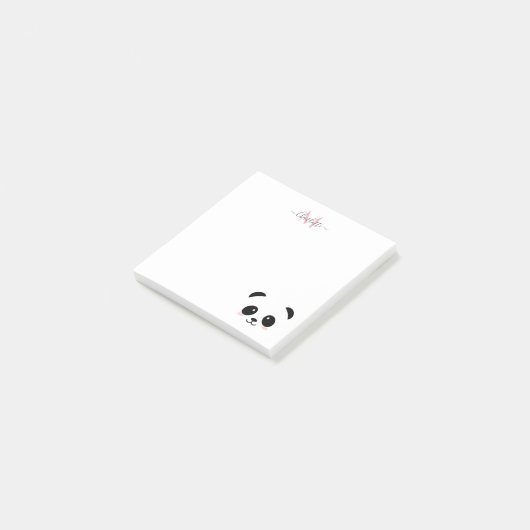 Kawaii panda trägt personalisierte Monogramm Post-it Klebezettel (angewinkelt)