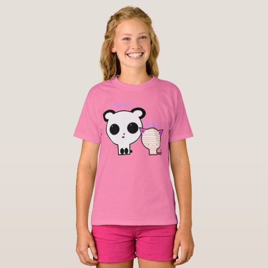 Kawaii Panda und Kitten T Shirt (Vorne ganz)