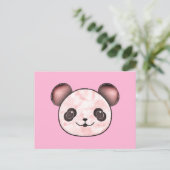 Kawaii Panda Zeichnend in Rosa Postkarte (Stehend Vorderseite)