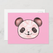 Kawaii Panda Zeichnend in Rosa Postkarte (Vorne/Hinten)