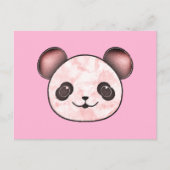 Kawaii Panda Zeichnend in Rosa Postkarte (Vorderseite)