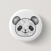 Kawaii Panda Zeichnend in Schwarzweiß Button (Vorderseite)