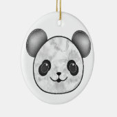 Kawaii Panda Zeichnend in Schwarzweiß Keramik Ornament (Rechts)