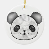 Kawaii Panda Zeichnend in Schwarzweiß Keramik Ornament (Vorne)