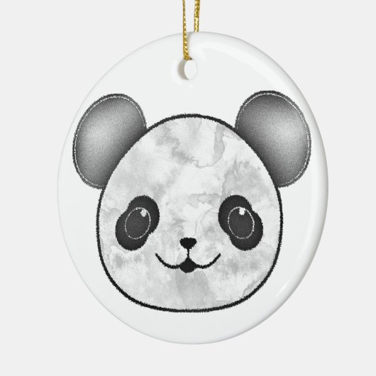 Kawaii Panda Zeichnend in Schwarzweiß Keramik Ornament (Links)