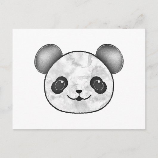 Kawaii Panda Zeichnend in Schwarzweiß Postkarte (Vorderseite)