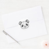 Kawaii Panda Zeichnend in Schwarzweiß Runder Aufkleber (Umschlag)