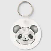 Kawaii Panda Zeichnend in Schwarzweiß Schlüsselanhänger (Rückseite)