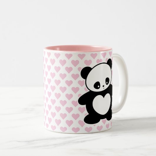 Kawaii Panda Zweifarbige Tasse (VorderseiteRechts)