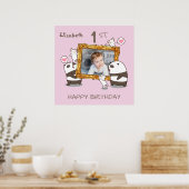 Kawaii Pandas und Katzen Foto Rahmen 1. Geburtstag Poster (Küche)