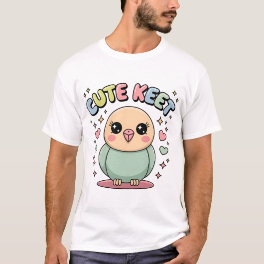 Kawaii Parakeet | Cute Keet Pastel Bird Illustrati T-Shirt (Vorderseite)