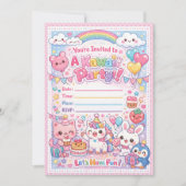 Kawaii Party Invitation – Cute Pastel Birthday  Einladung (Vorderseite)