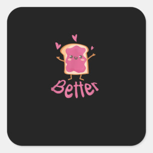 Kawaii passendes Paar Erdnussbutter-Jelly Besser Quadratischer Aufkleber
