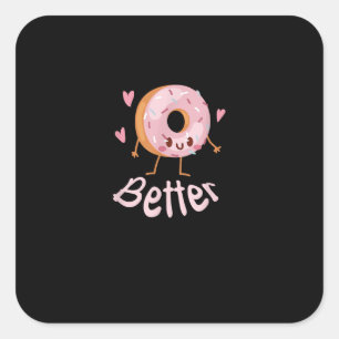 Kawaii Passendes Paar Kaffee und Donut Quadratischer Aufkleber