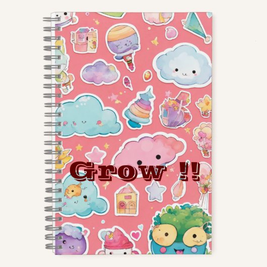 "Kawaii Pastel Bliss: Spiral-Notebook Notizblock (Vorderseite)