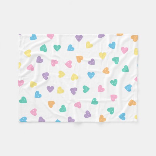 Kawaii Pastel Candy Hearts Fleecedecke (Vorderseite (Horizontal))