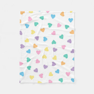Kawaii Pastel Candy Hearts Fleecedecke
