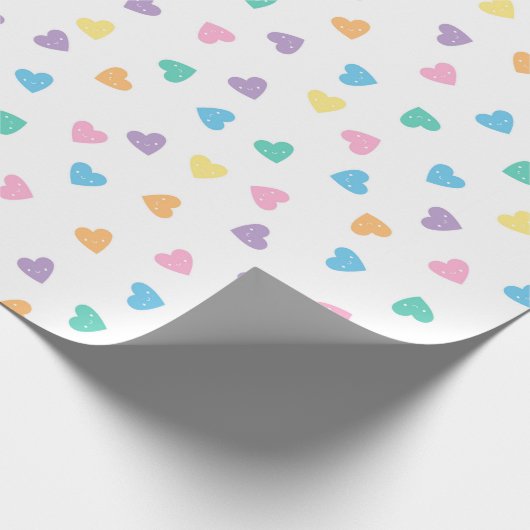 Kawaii Pastel Candy Hearts Geschenkpapier (Ecke)