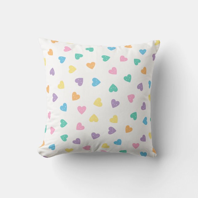 Kawaii Pastel Candy Hearts Kissen (Vorderseite)