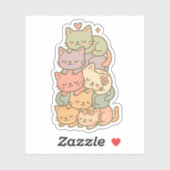 Kawaii Pastel Cat Stack Sleepy Sticker (Blatt)