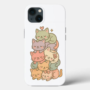 Kawaii Pastel Cat Stack Sleepy Sticker Case-Mate iPhone Hülle