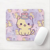 Kawaii Pastel Cat with Pancakes Pattern Mouse Pad Mousepad (Mit Mouse)