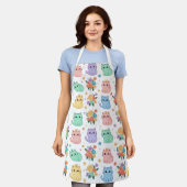 Kawaii Pastel Cats and Flowers Pattern Apron Schürze (Getragen)