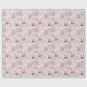 Kawaii Pastel Cats und Bunnies Wallpaper Geschenkpapier (Flach)