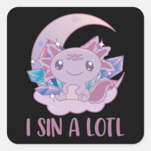 Kawaii Pastel Colors Gothic Niedlich Goth Axolotl  Quadratischer Aufkleber