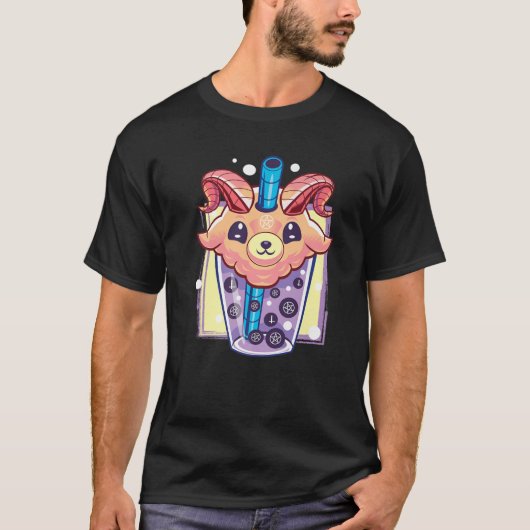 Kawaii Pastel Goth Creepy Baphomet Boba Bubble Tee (Vorderseite)