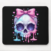 Kawaii Pastel Goth Creepy Bowtie Girl Skull Hallow Mousepad (Vorne)