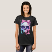 Kawaii Pastel Goth Creepy Bowtie Girl Skull Hallow T-Shirt (Vorne ganz)