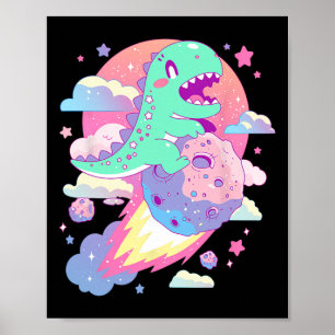 Kawaii Pastel Goth Creepy Niedlich Chibi Dinosaur Poster