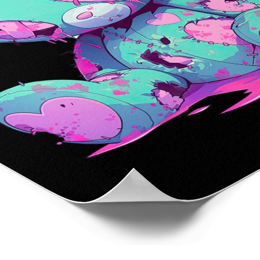 Kawaii Pastel Goth Creepy Niedlich Witchy Zombie B Poster (Ecke)