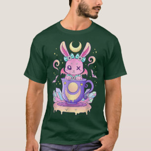 Kawaii Pastel Goth Cute Creepy Bunny In Teacup T-Shirt