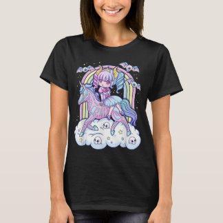 Kawaii Pastel Goth Cute Creepy Sugar Skull Unicorn T-Shirt