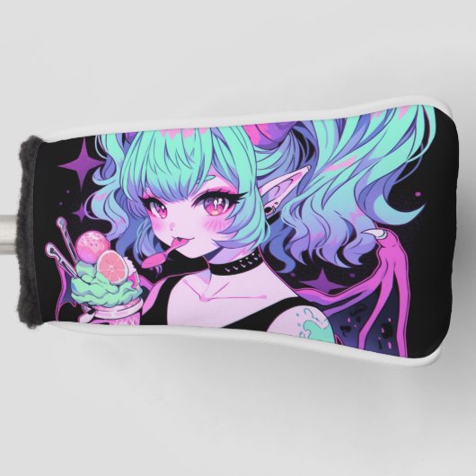 Kawaii Pastel Goth Little Demon Koakuma Anime Girl Golf Headcover (Vorderseite)