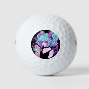 Kawaii Pastel Goth Little Demon Koakuma Anime Girl Golfball