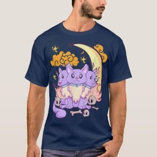Kawaii Pastel Goth Niedlich Creepy 3 Headed Dog T-Shirt