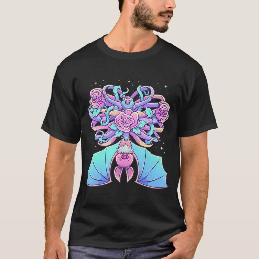 Kawaii Pastel Goth Niedlich Creepy Bat Skeleton Wi T-Shirt (Vorderseite)