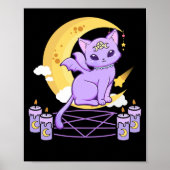 Kawaii Pastel Goth Niedlich Creepy Black Cat Poster (Vorne)