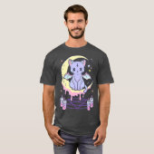 Kawaii Pastel Goth Niedlich Creepy Black Cat T-Shirt (Vorne ganz)