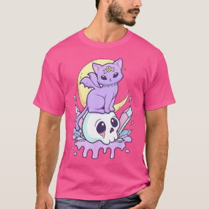 Kawaii Pastel Goth Niedlich Creepy Witchy Cat and  T-Shirt