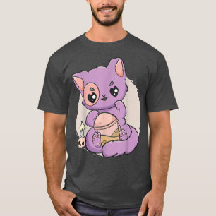 Kawaii Pastel Goth Niedlich Creepy Witchy Cat Boba T-Shirt