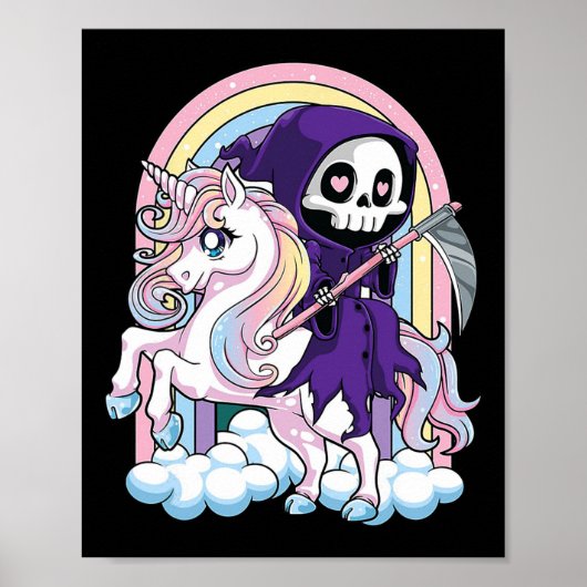 Kawaii Pastel Goth Niedlich Halloween Grim Sensenm Poster (Vorne)