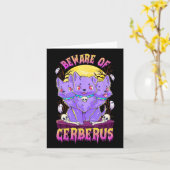 Kawaii Pastel Goth Niedliche Creepy 3-köpfige Dog Karte (Gelbe Blume)